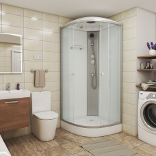 Душевая кабина Niagara Eco E100/13/MT 100х100, Низкий поддон, Раздвижная, Стекло матовое, Четверть круга, Хром матовый