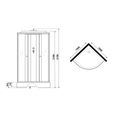 Душевая кабина Niagara Eco E100/26/TN 100х100, Хром матовый, Стекло тонированное, Четверть круга, Авс пластик