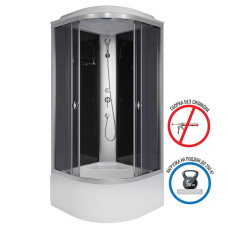 Душевая кабина Niagara Eco E100/40/TN 100х100, Высокий поддон, Раздвижная, Стекло тонированное, Четверть круга, Хром матовый