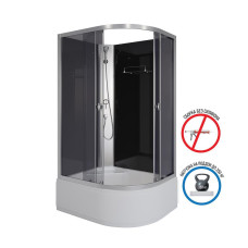 Душевая кабина Niagara Eco E100/80/40L/TN/BK 100х80, Высокий поддон, Раздвижная, Стекло тонированное, Асимметричная, Левая, Хром матовый