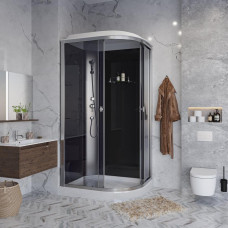 Душевая кабина Niagara Eco E120/80/13L/TN 120х80, Низкий поддон, Раздвижная, Стекло тонированное, Асимметричная, Левая, Хром матовый