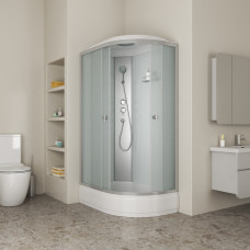 Душевая кабина Niagara Eco E120/80/26L/MT 120х80, Средний поддон, Раздвижная, Стекло матовое, Асимметричная, Левая, Хром матовый