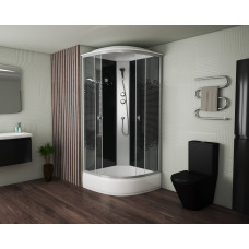 Душевая кабина Niagara Eco E80/26/BLACK 80х80, Хром матовый, Стекло мозаика, Четверть круга, Авс пластик