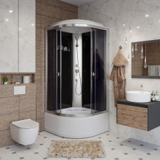 Душевая кабина Niagara Eco E80/40/TN 80х80, Высокий поддон, Раздвижная, Стекло тонированное, Четверть круга, Хром матовый