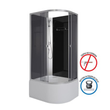 Душевая кабина Niagara Eco E90/80/40L/TN/BK 90х80, Высокий поддон, Раздвижная, Стекло тонированное, Асимметричная, Левая, Хром матовый