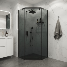 Душевое ограждение Niagara Eco NG-1009-14DT 90х90, Распашная, Стекло тонированное, Трапеция, Черный матовый