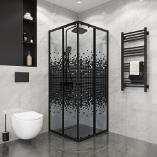 Душевое ограждение Niagara Eco NG-1009-14QBLACK 90х90, Черный матовый, Раздвижные, Стекло матовый, Квадратная