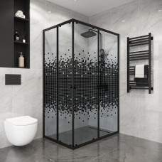 Душевое ограждение Niagara Eco NG-1012-14QBLACK 120х80, Черный матовый, Раздвижные, Стекло мозаика, Прямоугольная