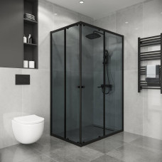 Душевое ограждение Niagara Eco NG-1012-14QT 120х80, Черный матовый, Раздвижные, Стекло тонированный, Прямоугольная