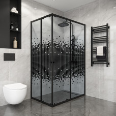Душевое ограждение Niagara Eco NG-1018-14QBLACK 100х80, Черный матовый, Раздвижные, Стекло мозаика, Прямоугольная