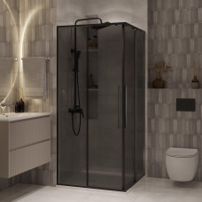 Душевая дверь Niagara Nova NG-2824-34BLACK 100х100, Черный матовый, Раздвижные, Стекло тонированный, Квадратная, Закаленное стекло