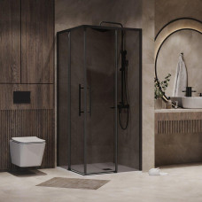 Душевая дверь Niagara Nova NG-2829-34BLACK 90х90, Черный матовый, Раздвижные, Стекло тонированный, Квадратная, Закаленное стекло