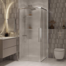 Душевая дверь Niagara Nova NG-3623-34 90х90, Хром, Раздвижные, Стекло шиншилла, Квадратная, Закаленное стекло