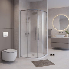 Душевая дверь Niagara Nova NG-3627-34 100х100, Хром, Раздвижные, Стекло шиншилла, Четверть круга, Закаленное стекло
