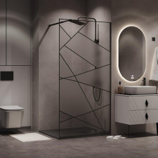 Душевая перегородка Niagara Nova NG-680-90BLACK 90х195, Стекло прозрачное, Черный матовый