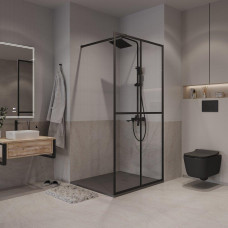 Душевая перегородка Niagara Nova NG-686-12BLACK 120х195, Стекло прозрачное, Черный матовый