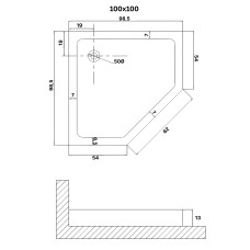 Душевой поддон Niagara NG-P1010-14D 100х100, Низкий поддон, Трапеция, Пластик