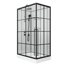 Душевой поддон Niagara Standart ST120/80/15QL/KL/BKT 120х80, Прямоугольная, Акрил, Стекло прозрачный с рисунком клетка, Матовый черный