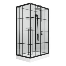 Душевой поддон Niagara Standart ST120/80/15QR/KL/BKT 120х80, Прямоугольная, Акрил, Стекло прозрачный с рисунком клетка, Матовый черный