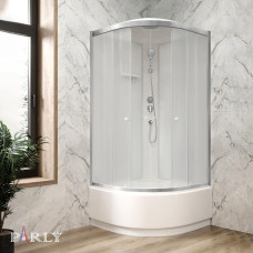 Душевая кабина Parly Bianco BETT821 80х80, Белый, Стекло белый, Четверть круга, ABS-пластик