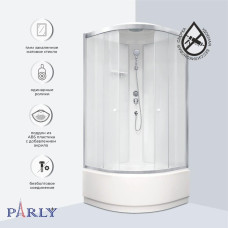 Душевая кабина Parly Bianco BETT921 90х90, Белый, Стекло белый, Четверть круга, ABS-пластик
