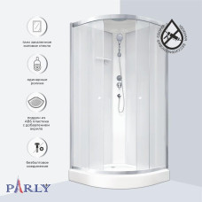 Душевая кабина Parly Bianco BETT931 90х90, Белый, Стекло белый, Четверть круга, ABS-пластик