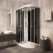 Душевая кабина Parly Classic Эконом EC1231L 120х80, Белый, Стекло черный, Угловая-асимметричная, ABS-пластик