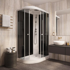 Душевая кабина Parly Classic Эконом EC1231R 120х80, Белый, Стекло черный, Угловая-асимметричная, ABS-пластик
