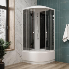Душевая кабина Parly Classic Эконом EC821 80х80, Белый, Стекло черный, Четверть круга, ABS-пластик