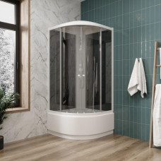 Душевая кабина Parly Classic Эконом EC921 90х90, Белый, Стекло черный, Четверть круга, ABS-пластик