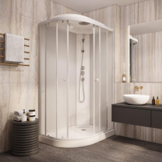 Душевая кабина Parly Bianco Эконом EF1231R 80х120, Белый, Стекло белый, Угловая-асимметричная, Алюминий