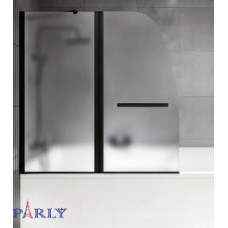 Шторка для ванны Parly F03BF 120х130, Черный, Распашные, Чистая сталь