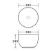 Раковина SantiLine SL-1110MG, Накладная, Круглая, Серый матовый, Фаянс
