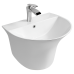 Раковина SantiLine SL-4020, Подвесной, Четверть круга, Белый, Керамика
