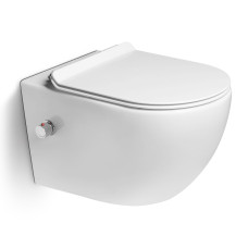 Унитаз SantiLine SL-5002T-SM/BD, Подвесной, Безободковый, Округлая, Белый, Встроенный, Сантехнический фарфор Унитаз SantiLine SL-5002T-SM/BD, Подвесной, Безободковый, Округлая, Белый, Встроенный, Сантехнический фарфор