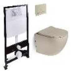 Унитаз SantiLine SL-5005T-BG+SL-01/BG, Подвесной, Округлая, Бежевый, матовый