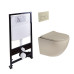 Унитаз SantiLine SL-5005T-BG+SL-01/BG, Подвесной, Округлая, Бежевый, матовый