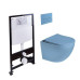 Унитаз SantiLine SL-5005T-BL+SL-01/BL, Подвесной, Округлая, Голубой, матовый Унитаз SantiLine SL-5005T-BL+SL-01/BL, Подвесной, Округлая, Голубой, матовый