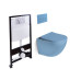 Унитаз SantiLine SL-5005T-BL+SL-01/BL, Подвесной, Округлая, Голубой, матовый Унитаз SantiLine SL-5005T-BL+SL-01/BL, Подвесной, Округлая, Голубой, матовый