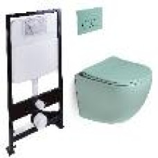 Унитаз SantiLine SL-5005T-LG+SL-01/LG, Подвесной, Округлая, Зеленый, матовый