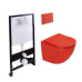 Унитаз SantiLine SL-5005T-MR+SL-01/MR, Подвесной, Округлая, Красный, матовый