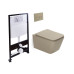 Унитаз SantiLine SL-5007T-BG+SL-01/BG, Подвесной, Прямоугольная, Бежевый, матовый