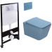Унитаз SantiLine SL-5007T-BL+SL-01/BL, Подвесной, Прямоугольная, Голубой, матовый
