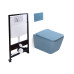 Унитаз SantiLine SL-5007T-BL+SL-01/BL, Подвесной, Прямоугольная, Голубой, матовый