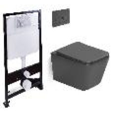 Унитаз SantiLine SL-5007T-DG+SL-01/DG, Подвесной, Прямоугольная, Серый матовый