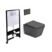 Унитаз SantiLine SL-5007T-DG+SL-01/DG, Подвесной, Прямоугольная, Серый матовый
