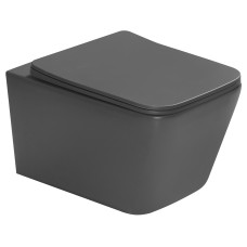 Унитаз SantiLine SL-5007T-DG, Подвесной, Безободковый, Серый матовый, Сантехнический фарфор Унитаз SantiLine SL-5007T-DG, Подвесной, Безободковый, Серый матовый, Сантехнический фарфор