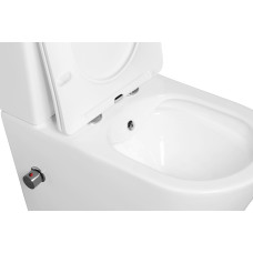 Унитаз SantiLine SL-5014SM-BD, Напольный, Безободковый, Овальная, Белый, Встроенный, Дюропласт Унитаз SantiLine SL-5014SM-BD, Напольный, Безободковый, Овальная, Белый, Встроенный, Дюропласт