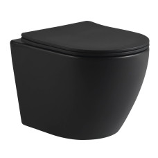 Унитаз SantiLine SL-5025MB, Подвесной, Безободковый, Овальная, Черный матовый, Черная матовая, Сантехнический фарфор Унитаз SantiLine SL-5025MB, Подвесной, Безободковый, Овальная, Черный матовый, Черная матовая, Сантехнический фарфор