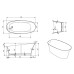 Ванна Timo KIARA KIARA1700 170х76, Овальная, Белый, Искусственный камень, Solid surface (искусственный камень)